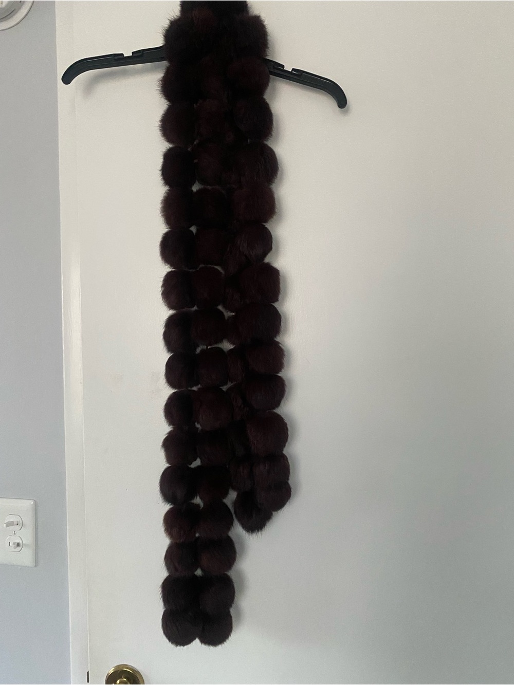 Luxurious Dark Brown Pom-Pom Scarf